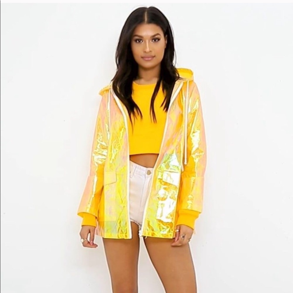 Pretty Little Thing Holographic Yellow Jacket
